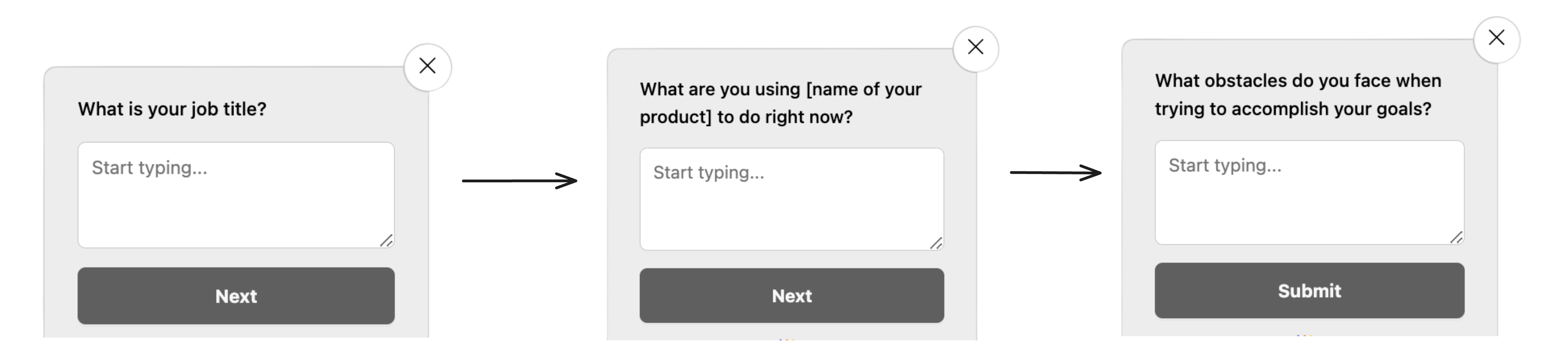 Example of in-product survey to create a user persona